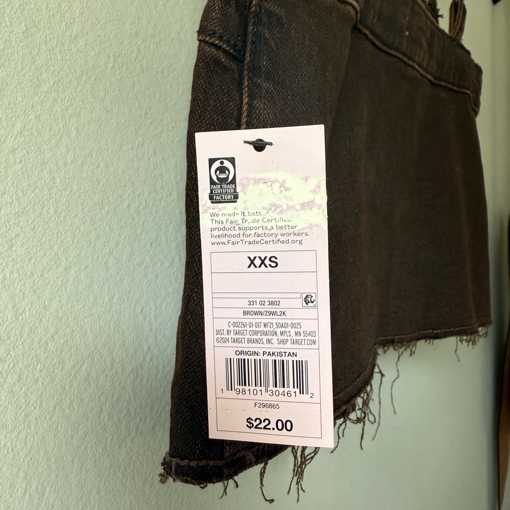 Wild Fable Brown Denim Crop Top Blouse Women’s Size XXS NWT - Picture 6 of 6